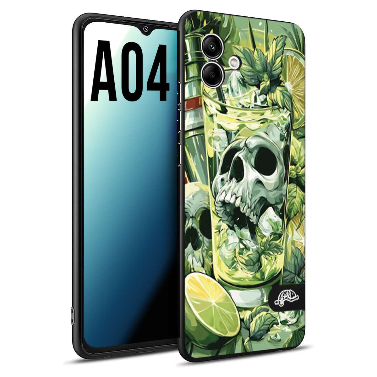 CUSTOMIZZA - Custodia cover nera morbida in tpu compatibile per Samsung A04 Mojito cocktail teschio illustrazione drink lime menta ghiacci tropicale street art
