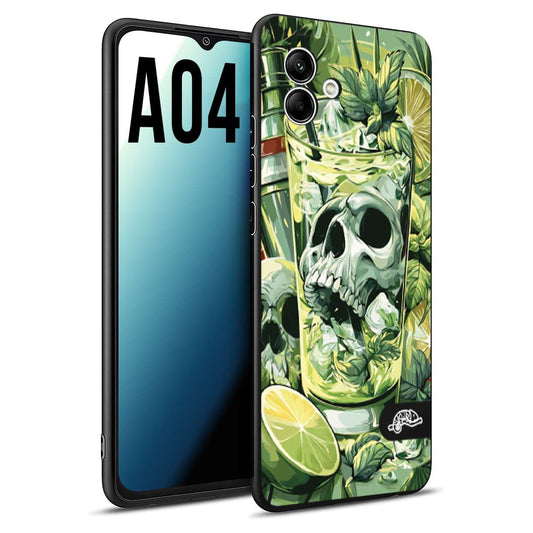 CUSTOMIZZA - Custodia cover nera morbida in tpu compatibile per Samsung A04 Mojito cocktail teschio illustrazione drink lime menta ghiacci tropicale street art