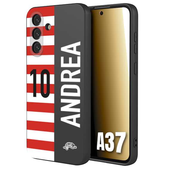 CUSTOMIZZA - Custodia cover nera morbida in tpu compatibile per Samsung A37 personalizzata calcio football nome e numero calciatori bianco rossa