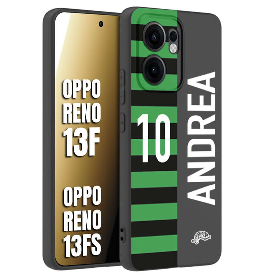 CUSTOMIZZA - Custodia cover nera morbida in tpu compatibile per Oppo Reno 13 F personalizzata calcio football nome e numero calciatori neroverde