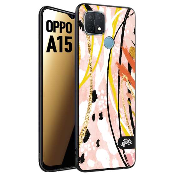 CUSTOMIZZA - Custodia cover nera morbida in tpu compatibile per Oppo A15 fiori astratti donna zebrato leopardato fantasia dorata gialla rosa colorata