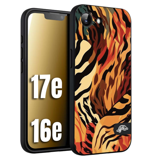 CUSTOMIZZA - Custodia cover nera morbida in tpu compatibile per iPhone 16E - 17E leopardato maculato tigrato tiger colorata gialla rossa arancio