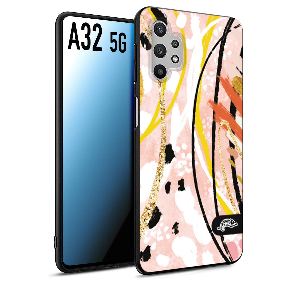 CUSTOMIZZA - Custodia cover nera morbida in tpu compatibile per Samsung A32 5G fiori astratti donna zebrato leopardato fantasia dorata gialla rosa colorata