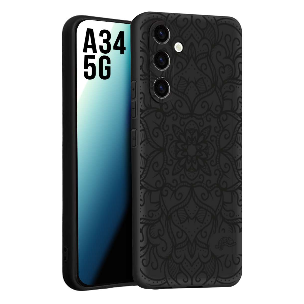 CUSTOMIZZA - Custodia cover nera morbida in tpu compatibile per Samsung A34 5G mandala nero fiore vedo non vedo donna