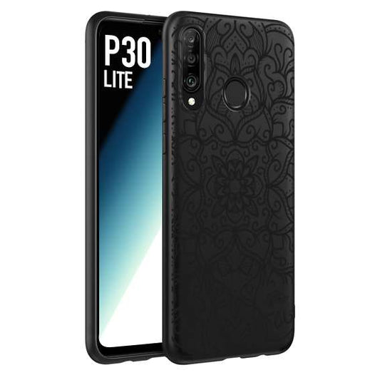 CUSTOMIZZA - Custodia cover nera morbida in tpu compatibile per Huawei P30 LITE mandala nero fiore vedo non vedo donna