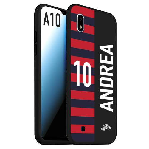 CUSTOMIZZA - Custodia cover nera morbida in tpu compatibile per Samsung A10 personalizzata calcio football nome e numero calciatori rossoblu