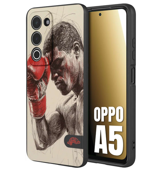 CUSTOMIZZA - Custodia cover nera morbida in tpu compatibile per Oppo A5 pugilato pugili disegno tattoo guantoni boxer pesi massimi