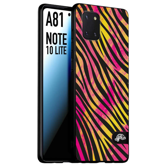 CUSTOMIZZA - Custodia cover nera morbida in tpu compatibile per Samsung A81 - Note 10 Lite zebrata maculata a rilievo soft touch donna fucsia gialla