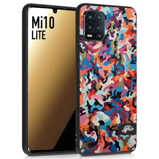 CUSTOMIZZA - Custodia cover nera morbida in tpu compatibile per Xiaomi Mi 10 LITE camouflage mimetico militare moderno blu arancio rosa