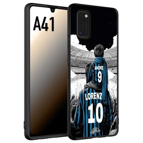 CUSTOMIZZA - Custodia cover nera morbida in tpu compatibile per Samsung A41 personalizzata calcio football padre e figlio calciatori nerazzurra