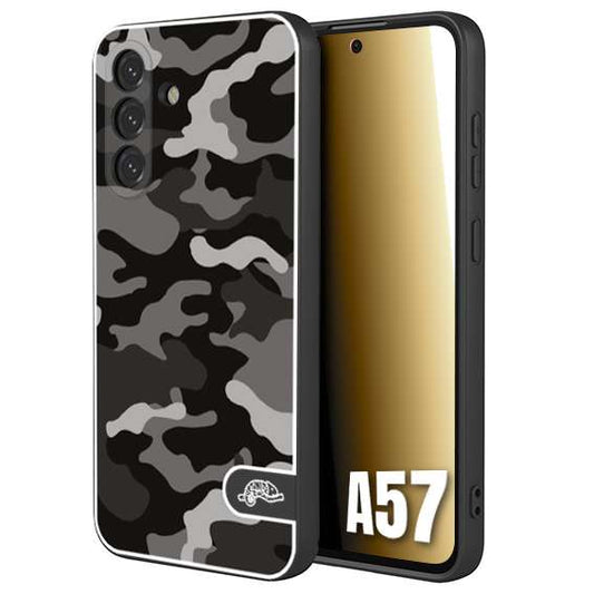 CUSTOMIZZA - Custodia cover nera morbida in tpu compatibile per Samsung A57 camouflage mimetico militare nero black grigio