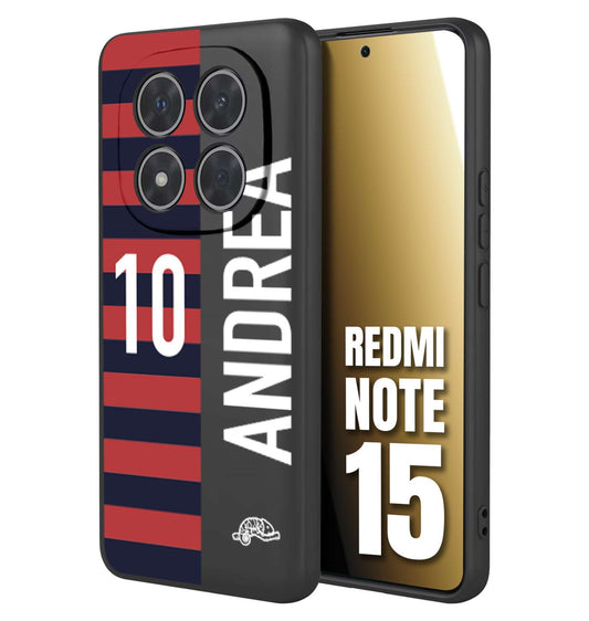 CUSTOMIZZA - Custodia cover nera morbida in tpu compatibile per Xiaomi Redmi Note 15 personalizzata calcio football nome e numero calciatori rossoblu