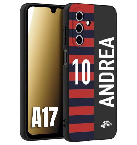 CUSTOMIZZA - Custodia cover nera morbida in tpu compatibile per Samsung A17 personalizzata calcio football nome e numero calciatori rossoblu