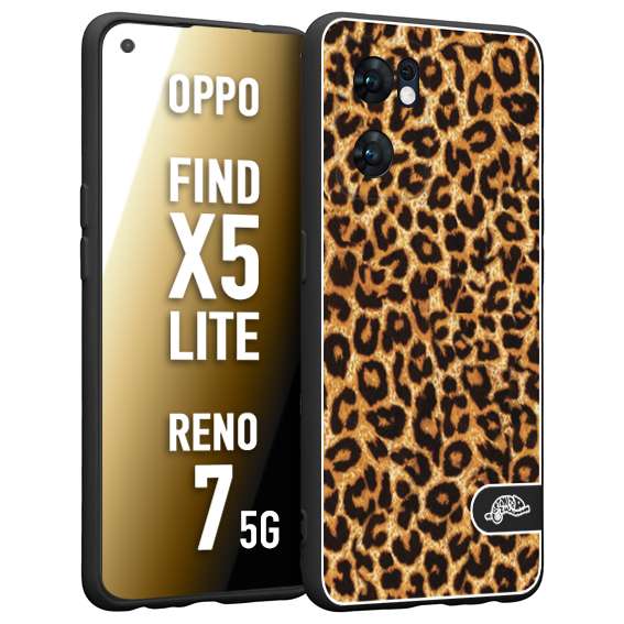 CUSTOMIZZA - Custodia cover nera morbida in tpu compatibile per Oppo Reno 7 - Find X5 LITE leopardato maculato donna marrone leopard brown