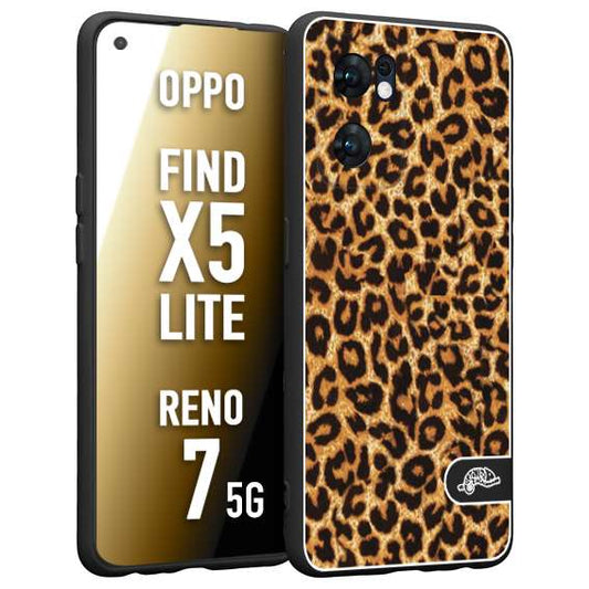 CUSTOMIZZA - Custodia cover nera morbida in tpu compatibile per Oppo Reno 7 - Find X5 LITE leopardato maculato donna marrone leopard brown