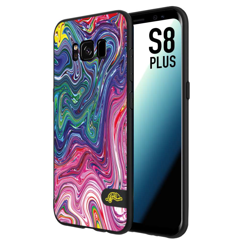 CUSTOMIZZA - Custodia cover nera morbida in tpu compatibile per Samsung S8 PLUS colorata fantasia vortice marmo arcobaleno rosa blu fucsia