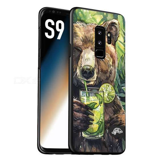 CUSTOMIZZA - Custodia cover nera morbida in tpu compatibile per Samsung S9 fiori estate disegnata cocktails animali simpatici orso bear negroni