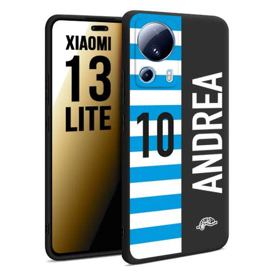 CUSTOMIZZA - Custodia cover nera morbida in tpu compatibile per Xiaomi 13 LITE personalizzata calcio football nome e numero calciatori biancazzurri