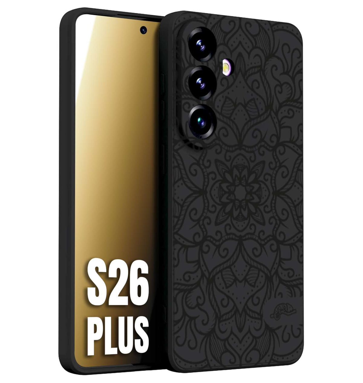 CUSTOMIZZA - Custodia cover nera morbida in tpu compatibile per Samsung S26 PLUS mandala nero fiore vedo non vedo donna