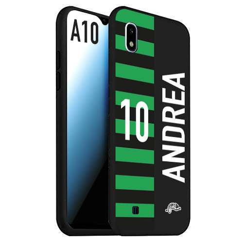 CUSTOMIZZA - Custodia cover nera morbida in tpu compatibile per Samsung A10 personalizzata calcio football nome e numero calciatori neroverde