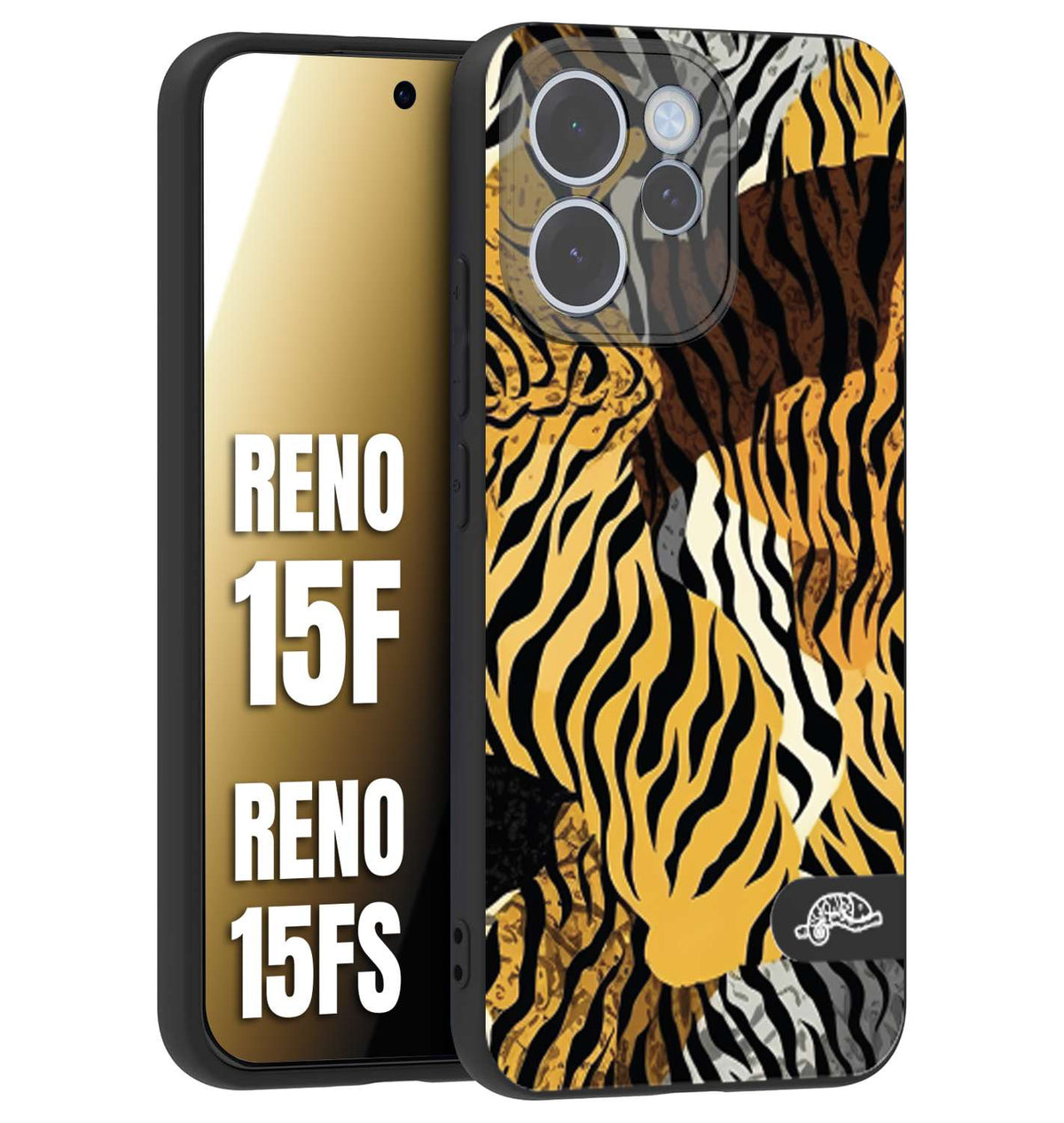 CUSTOMIZZA - Custodia cover nera morbida in tpu compatibile per Oppo Reno 15 F - Reno 15 FS leopardato tigrato tiger colorata donna fashion estate