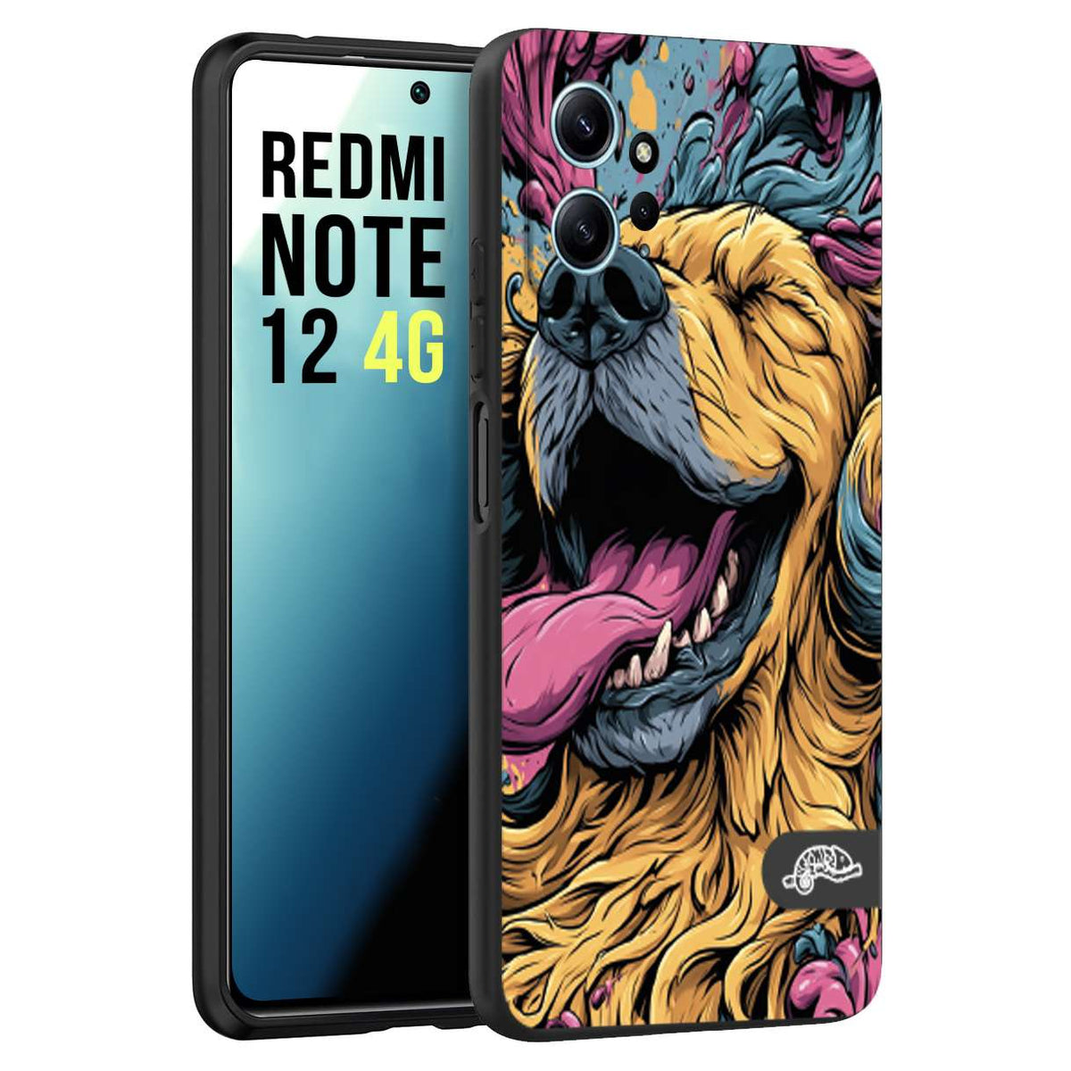 CUSTOMIZZA - Custodia cover nera morbida in tpu compatibile per Xiaomi Redmi Note 12 4G Negroni cocktail teschio illustrazione rosso arancia ghiaccio piccante street art fumetto