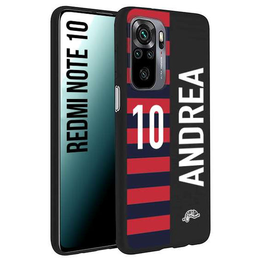 CUSTOMIZZA - Custodia cover nera morbida in tpu compatibile per Xiaomi Redmi Note 10 personalizzata calcio football nome e numero calciatori rossoblu