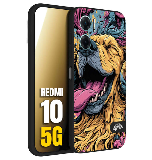 CUSTOMIZZA - Custodia cover nera morbida in tpu compatibile per Xiaomi Redmi 10 5G Golden Retriever illustrazione cane pop art cane street art cartone animato