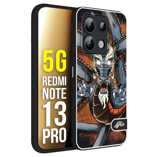 CUSTOMIZZA - Custodia cover nera morbida in tpu compatibile per Xiaomi Redmi Note 13 PRO 5G drago giapponese tattoo japan dragon