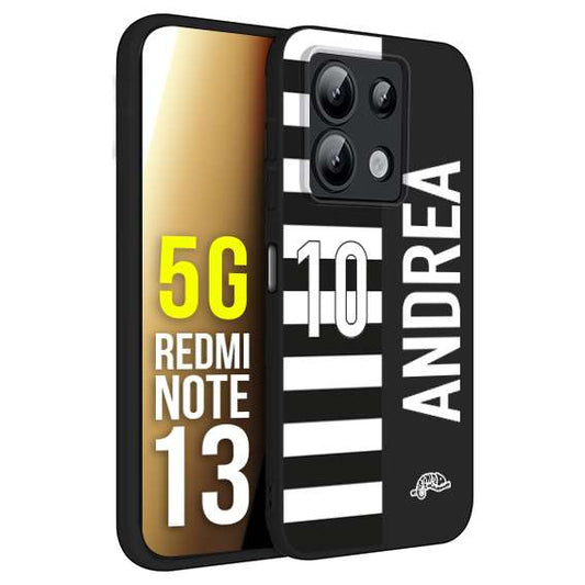 CUSTOMIZZA - Custodia cover nera morbida in tpu compatibile per Xiaomi Redmi Note 13 5G personalizzata calcio football nome e numero calciatori bianconera