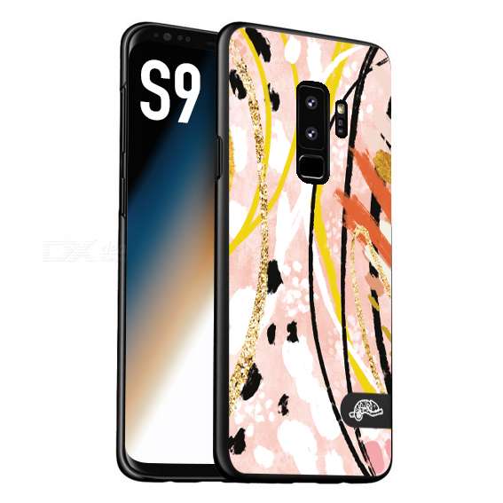 CUSTOMIZZA - Custodia cover nera morbida in tpu compatibile per Samsung S9 fiori astratti donna zebrato leopardato fantasia dorata gialla rosa colorata