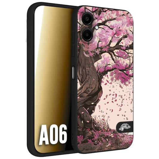 CUSTOMIZZA - Custodia cover nera morbida in tpu compatibile per Samsung A06 giapponese colori morbidi fiori di ciliegio rosa disegnata