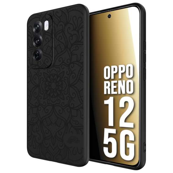 CUSTOMIZZA - Custodia cover nera morbida in tpu compatibile per Oppo Reno 12 5G mandala nero fiore vedo non vedo donna