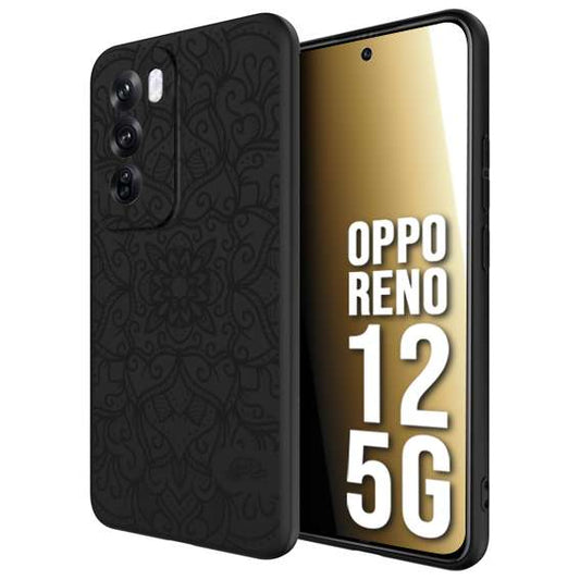 CUSTOMIZZA - Custodia cover nera morbida in tpu compatibile per Oppo Reno 12 5G mandala nero fiore vedo non vedo donna