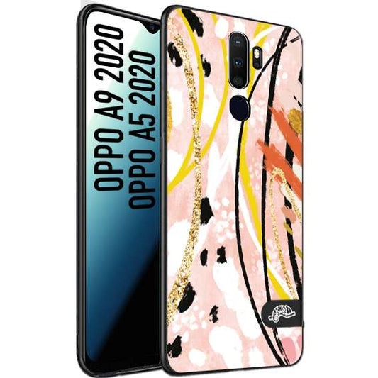 CUSTOMIZZA - Custodia cover nera morbida in tpu compatibile per Oppo A9 2020 - A5 2020 fiori astratti donna zebrato leopardato fantasia dorata gialla rosa colorata