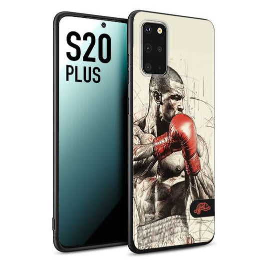 CUSTOMIZZA - Custodia cover nera morbida in tpu compatibile per Samsung S20 PLUS pugilato pugili disegno tattoo guantoni box sport ring