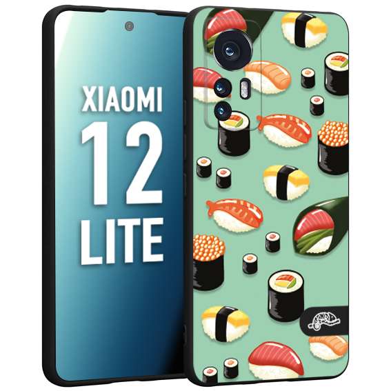 CUSTOMIZZA - Custodia cover nera morbida in tpu compatibile per Xiaomi 12 LITE sushi disegni giapponese nighiri acquamarina verde