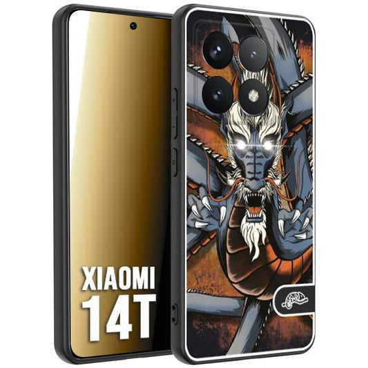 CUSTOMIZZA - Custodia cover nera morbida in tpu compatibile per Xiaomi 14T drago giapponese tattoo japan dragon