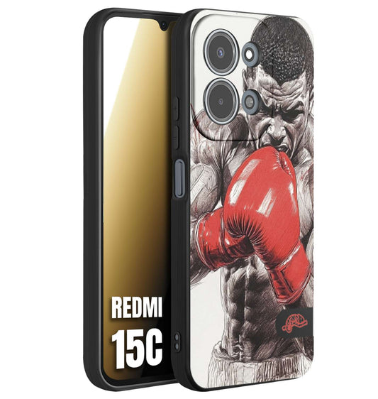 CUSTOMIZZA - Custodia cover nera morbida in tpu compatibile per Xiaomi Redmi 15C pugilato pugili disegno tattoo guantoni box pesi massimi gancio