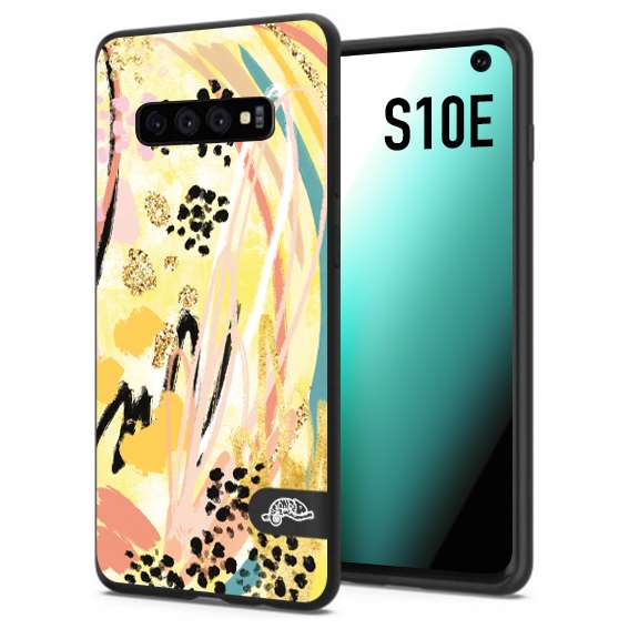 CUSTOMIZZA - Custodia cover nera morbida in tpu compatibile per Samsung S10E astratti donna flower fantasia estate gialla rosa leopardata