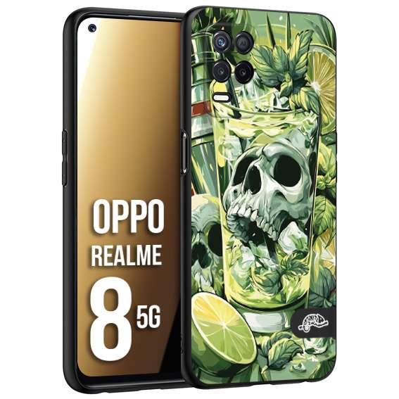 CUSTOMIZZA - Custodia cover nera morbida in tpu compatibile per Realme 8 5G Mojito cocktail teschio illustrazione drink lime menta ghiacci tropicale street art