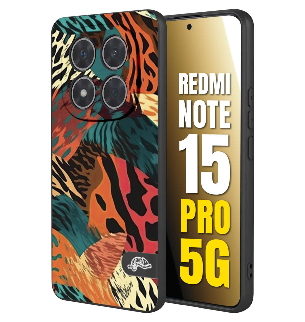 CUSTOMIZZA - Custodia cover nera morbida in tpu compatibile per Xiaomi Redmi Note 15 PRO 5G leopardato tigrato tiger colorata summer arancio verde fucsia