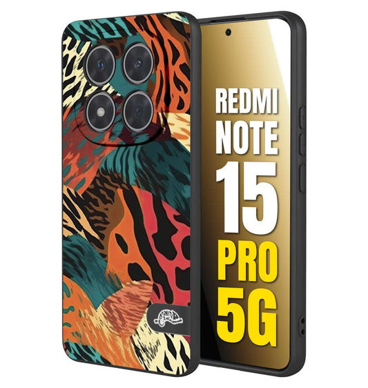 CUSTOMIZZA - Custodia cover nera morbida in tpu compatibile per Xiaomi Redmi Note 15 PRO 5G leopardato tigrato tiger colorata summer arancio verde fucsia