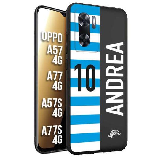 CUSTOMIZZA - Custodia cover nera morbida in tpu compatibile per Oppo A57 - A77 - A57S - A77S (4G) personalizzata calcio football nome e numero calciatori biancazzurri