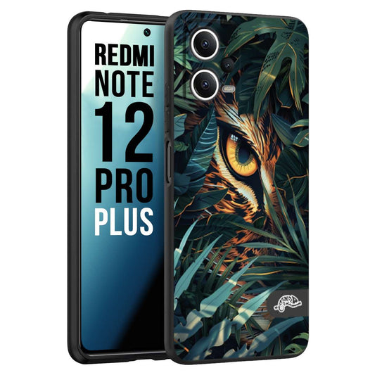 CUSTOMIZZA - Custodia cover nera morbida in tpu compatibile per Xiaomi Redmi Note 12 PRO PLUS animali color giungla tropicale occhio di giaguaro felino disegnato