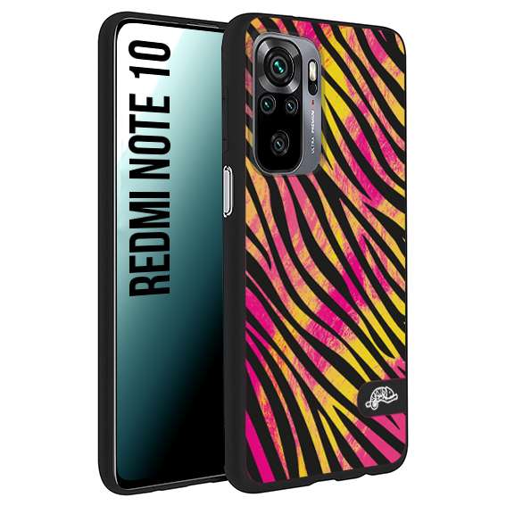 CUSTOMIZZA - Custodia cover nera morbida in tpu compatibile per Xiaomi Redmi Note 10 zebrata maculata a rilievo soft touch donna fucsia gialla