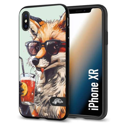 CUSTOMIZZA - Custodia cover nera morbida in tpu compatibile per iPhone Xr estate disegnata cocktails animali simpatici fox volpe negroni