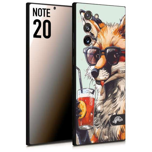 CUSTOMIZZA - Custodia cover nera morbida in tpu compatibile per Samsung NOTE 20 estate disegnata cocktails animali simpatici fox volpe negroni