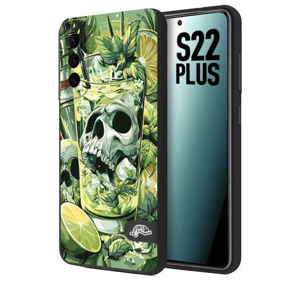 CUSTOMIZZA - Custodia cover nera morbida in tpu compatibile per Samsung S22 PLUS Mojito cocktail teschio illustrazione drink lime menta ghiacci tropicale street art
