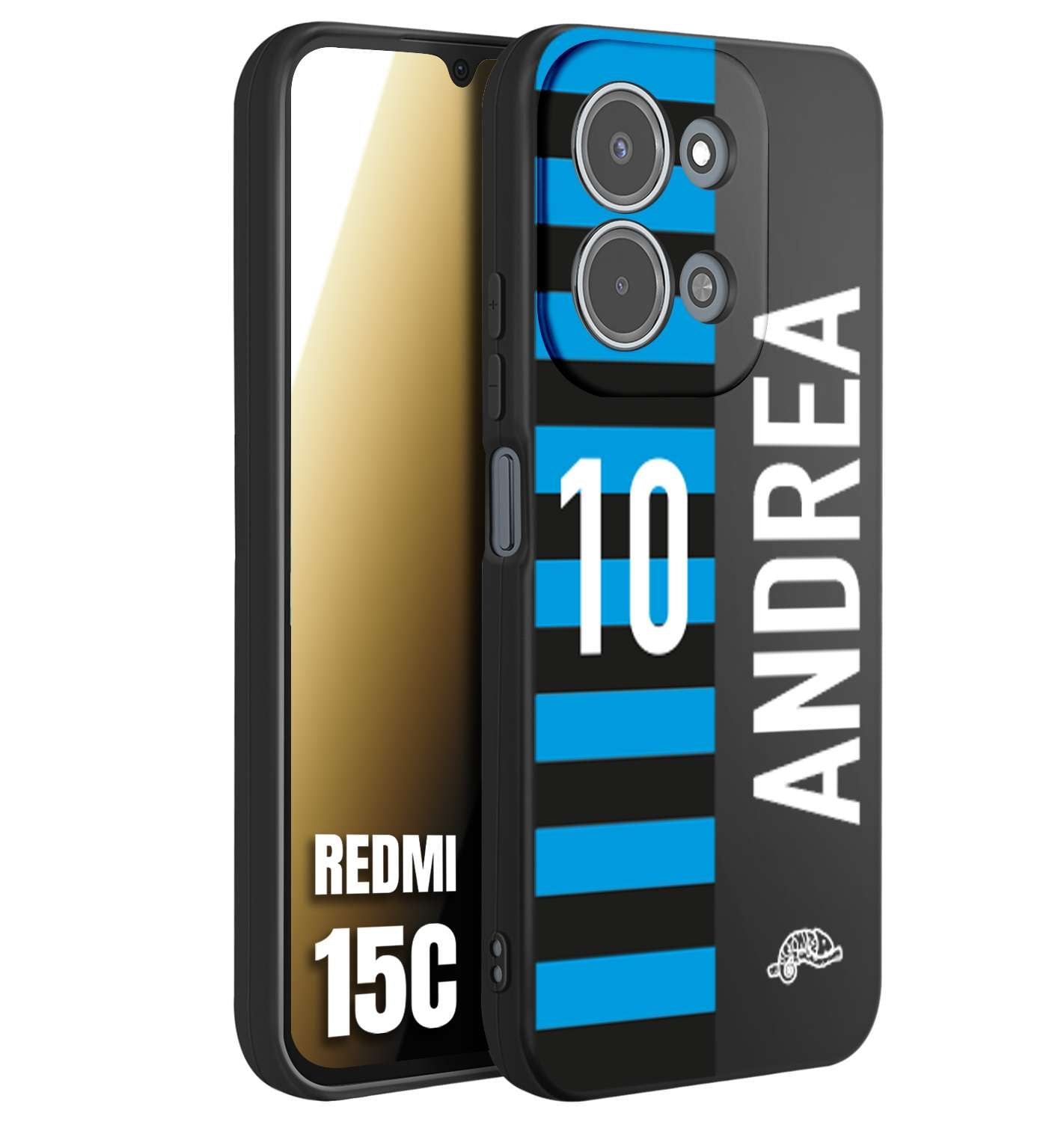 CUSTOMIZZA - Custodia cover nera morbida in tpu compatibile per Xiaomi Redmi 15C personalizzata calcio football nome e numero calciatori nerazzurra